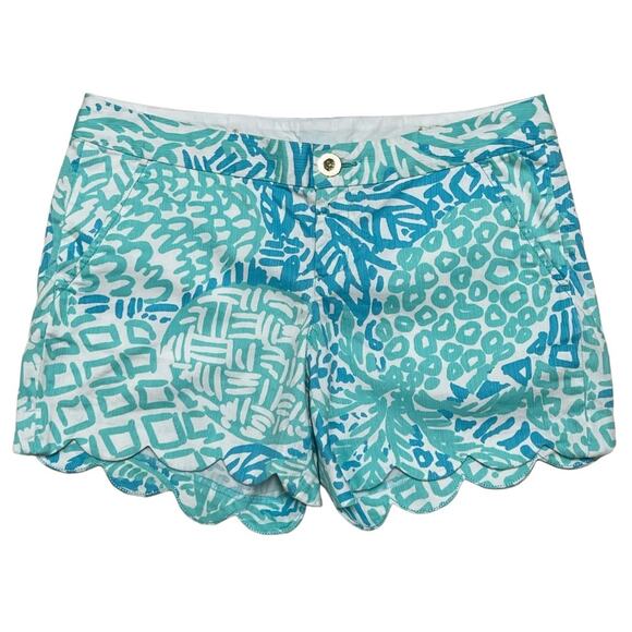 Lilly Pulitzer Buttercup Seaside Aqua Home Slice Shorts Size 4 - Picture 3 of 8